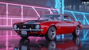 Chevrolet Camaro SS Red Retro Style