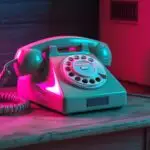 Classic Telephone With Spiral Cable on Desk