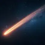 Comet With Long Tail Passing Night Sky