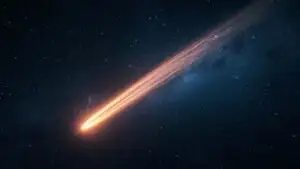 Comet With Long Tail Passing Night Sky