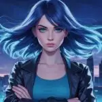 Confident Blue Haired Anime Girl Strong Vibe