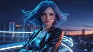 Cool Anime Girl With Blue Hair