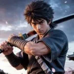 Cool Manga Samurai Boy With Sword on Back