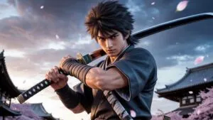Cool Manga Samurai Boy With Sword on Back