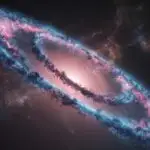 Cosmic Swirl: Galaxy Arms in Pink and Blue Light