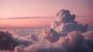 Cotton Clouds Over Soft Pink Horizon
