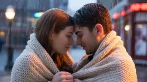 Couple Sharing a Blanket on a Cold Day