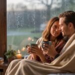Couple Sharing Coffee on a Rainy Morning