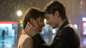 Couple Standing Together in Light Rain