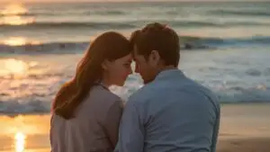 Couple Watching Waves Together on a Quiet Shore