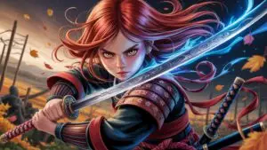 Crimson-Haired Cute Samurai Girl