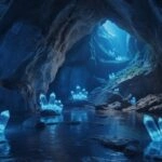 Crystal Cave With Glowing Blue Stones