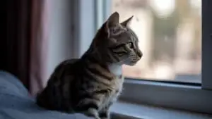 Cute Cat Silhouette in Soft Window Light