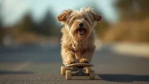Cute Dog Riding Skateboard Funny