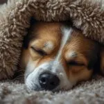 Cute Dog Sleeping Under Blanket