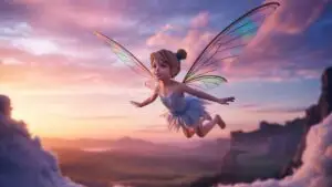 Cute Fairy Girl Flying