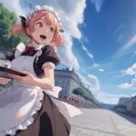 Cute Maid Girl Carrying Tea Tray