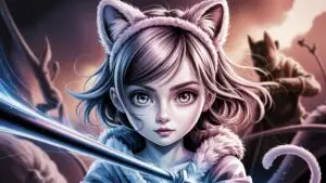 Cute Manga Girl With Cat Ears Headband