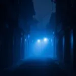Dark Alley with Blue Lights