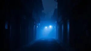 Dark Alley with Blue Lights