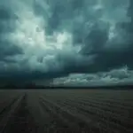 Dark Clouds Over Empty Field