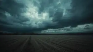 Dark Clouds Over Empty Field