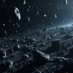 Deep Space Asteroid Field Dramatic Light