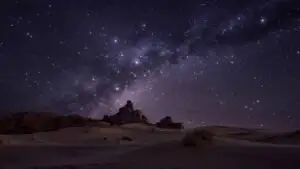 Desert Night Sky Filled With Bright Stars