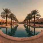 Desert Oasis Palm Trees Water Pool