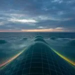 Digital Waveform Peaks Moving Like Ocean Currents