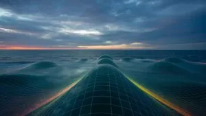 Digital Waveform Peaks Moving Like Ocean Currents