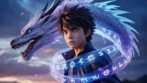 Dragon Spirit Behind Anime Boy