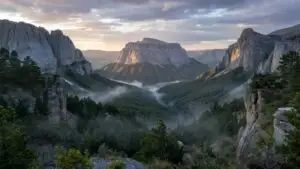 Dramatic Rugged Stone Cliffs Deep Canyon Valley