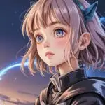 Dreamlike Gaze: Anime Girl Under a Star-Filled Sky