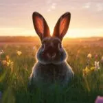 Easter Bunny Silhouette Spring Meadow