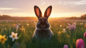 Easter Bunny Silhouette Spring Meadow