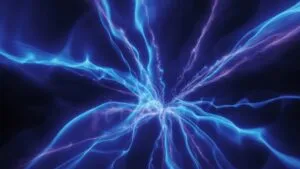 Electric Blue Plasma Bursting Into Light Trails