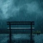 Empty Bench Under Cold Rain