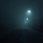 Empty Road in Foggy Night