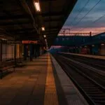 Empty Train Station at Dusk