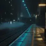 Empty Train Station at Midnight