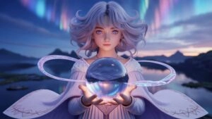 Enchanting Anime Sorceress Holding Arcane Orb