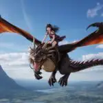 Epic Sky Fantasy Anime Girl Dragon Rider