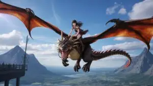 Epic Sky Fantasy Anime Girl Dragon Rider
