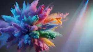 Exploding Color Dust in Mid-Air Vibration