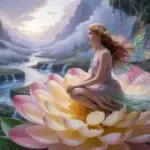 Fairy Girl Sitting on Giant Flower