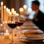 Flickering Candlelight Dinner Table Soft Focus Luxury