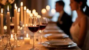 Flickering Candlelight Dinner Table Soft Focus Luxury