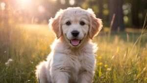 Fluffy Golden Retriever Puppy Sleeping Cozy
