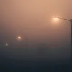 Foggy Morning with Street Lamps